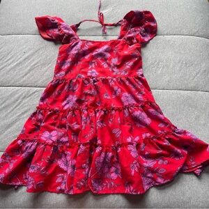 Band Of The Free Women's Red Floral Mini Dress Size XS‎